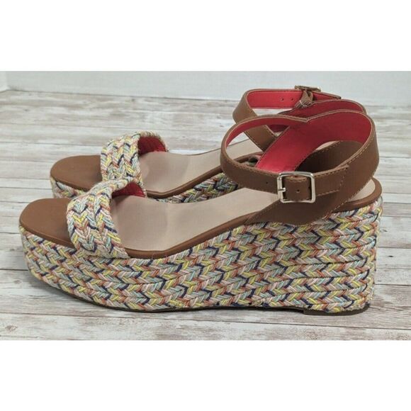 Mix No.6 Cammie Womens Size 8.5M Multicolor Chevron Wedge Heel Espadrille Sandal - Picture 5 of 11